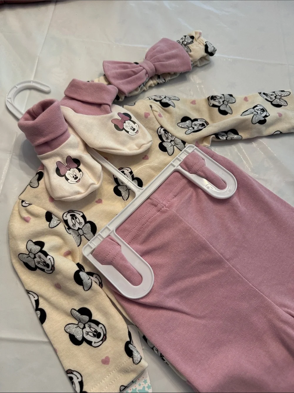 Disney Baby Mauve Minnie Mouse One-Piece Bodysuit with bundle